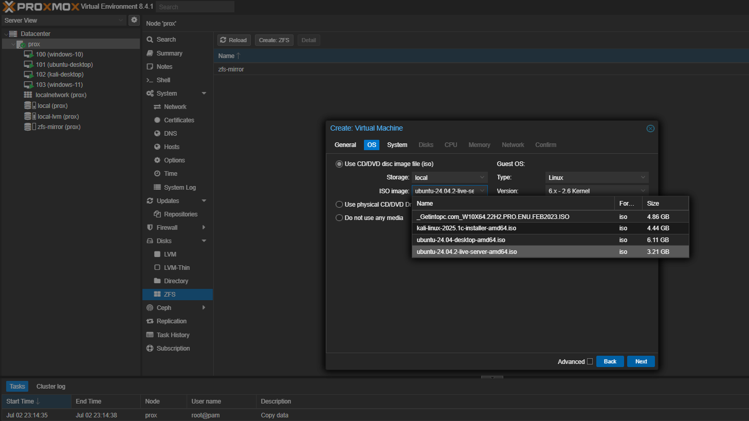 Selecting ubuntu server image